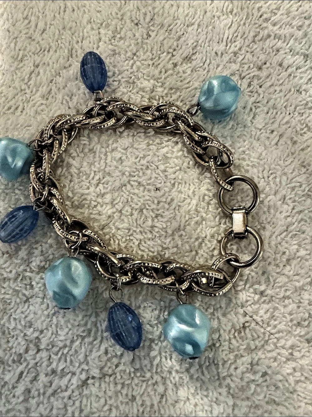 Blue Beaded Charm Bracelet